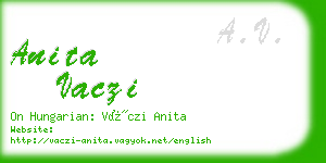 anita vaczi business card